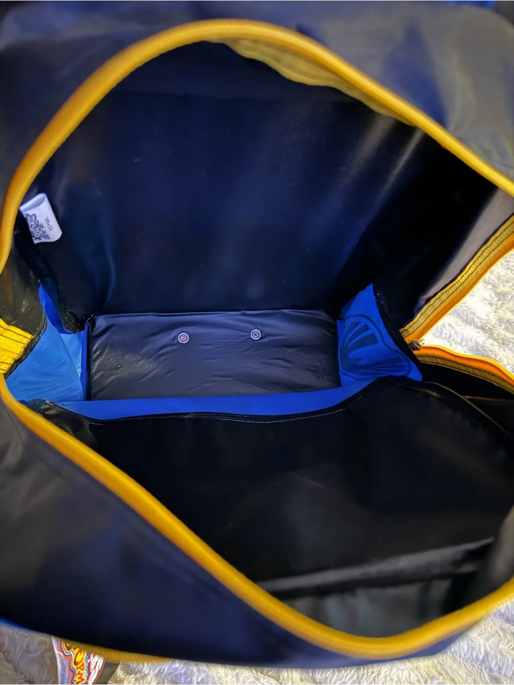 Power Ranger Blue and Yellow Rolling Backpack with power Ranger Graphic
